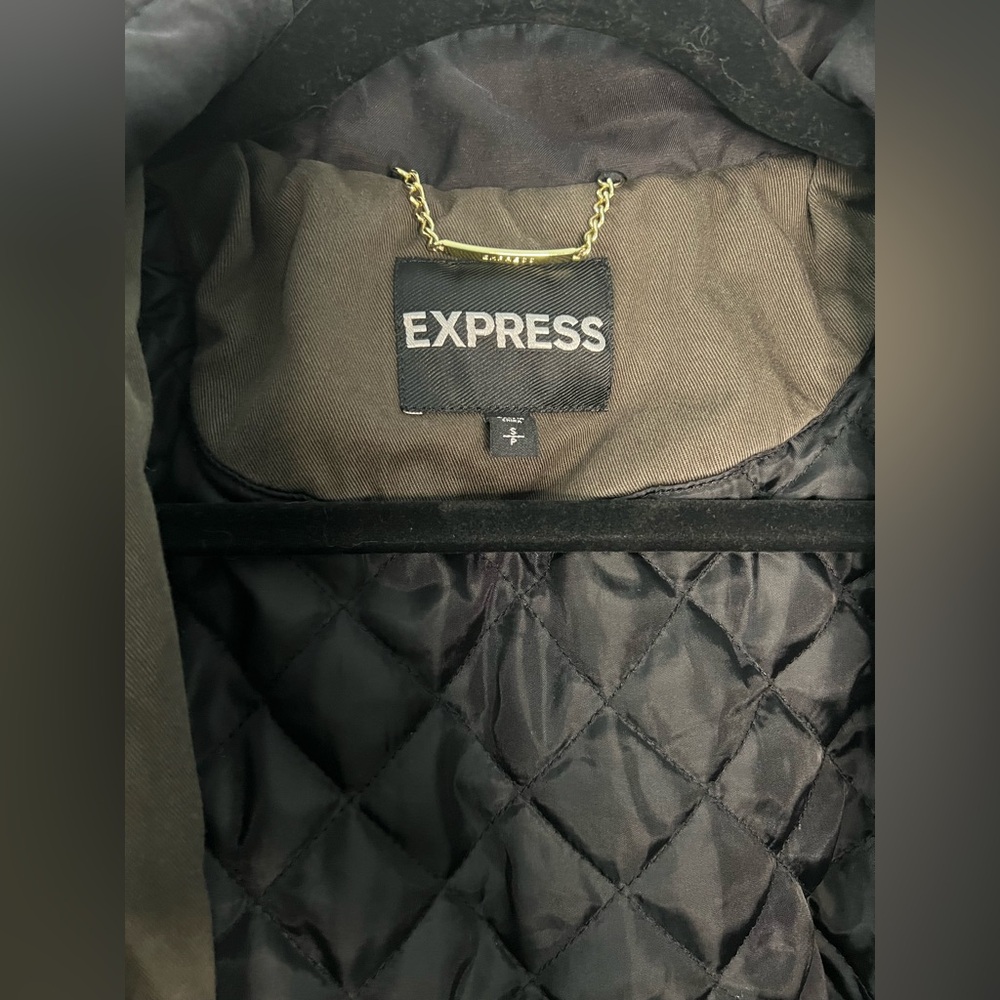 EXPRESS Two Toned Quilted Parka Hooded Jacket with Thumb Holes size S - Picture 7 of 12